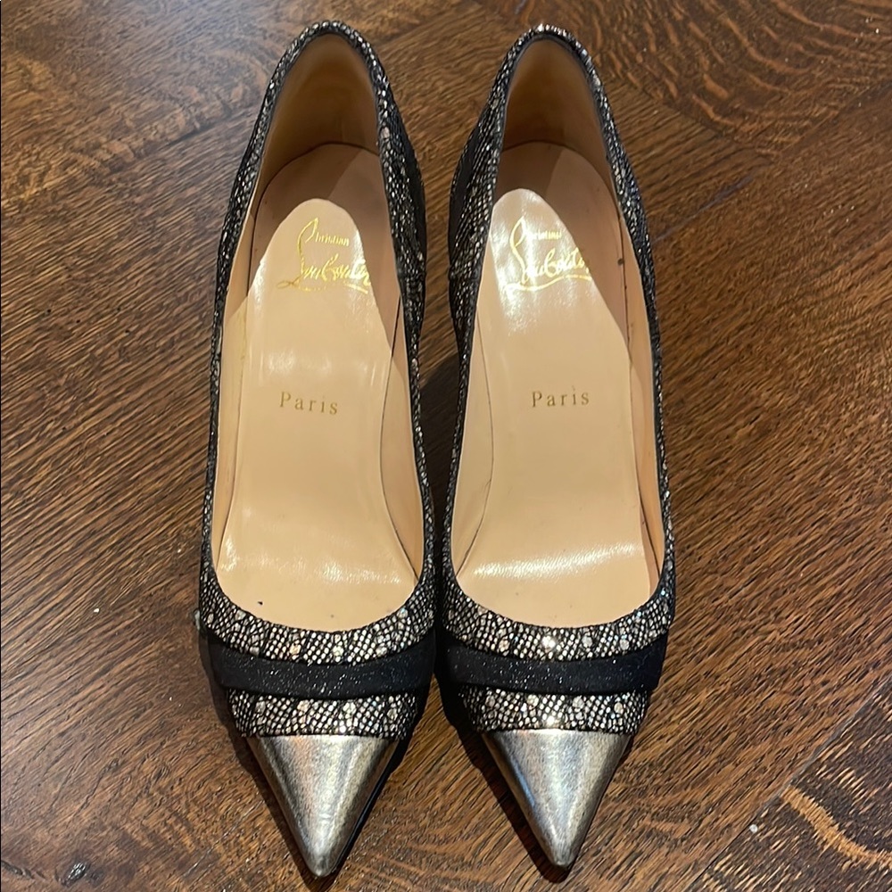 Christian Louboutin Black and Silver Women's Shoes